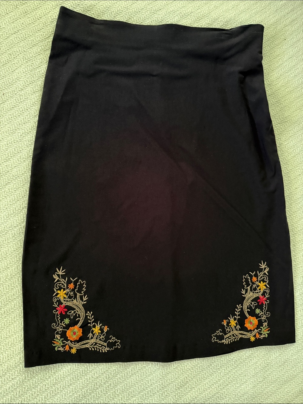 Black Embroidered Pencil Skirt - Women